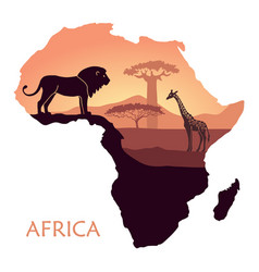 Animals on the map of Africa Royalty Free Vector Image