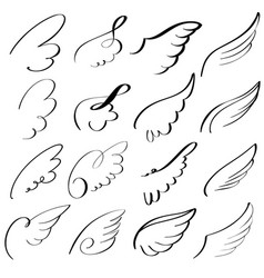 Abstract flying dove sketch set icon collection Vector Image