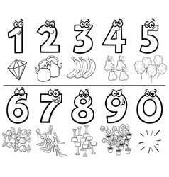 Cartoon numbers set coloring book Royalty Free Vector Image