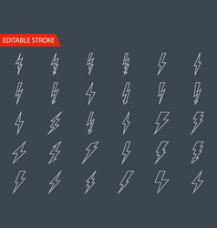 Thunder lightning flat icons set on white Vector Image