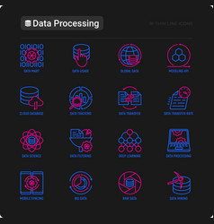 Black classic data science data analysis icons Vector Image