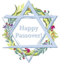 Happy passover jewish lettering and star david Vector Image