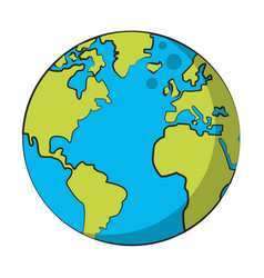 World earth cartoon isolated in black and white Vector Image