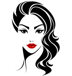 Women long hair style icon logo women face Vector Image