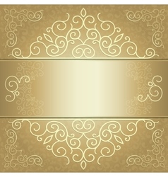 Gold ornament on a burgundy background card Vector Image