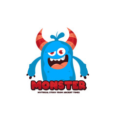 Cute monster logo template funny monster logo Vector Image