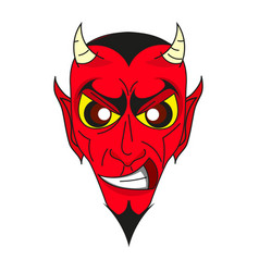 Red devil smiles with a trident in his hands Vector Image