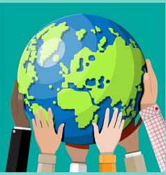 Human solidarity day world map hands Royalty Free Vector