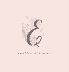 Blooming floral initial p monogram and logo Vector Image