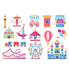 Amusement park attractions swing ride carousel Vector Image