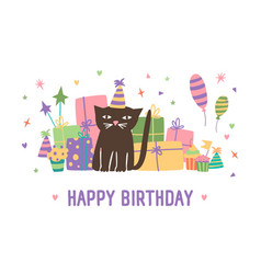 Birthday Card With Cake Royalty Free Vector Image