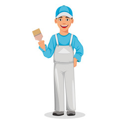 Painter man decorator cartoon character Royalty Free Vector