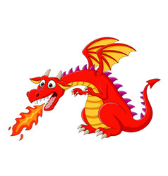 Cartoon dragon posing with fire Royalty Free Vector Image