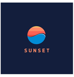Minimalist palm sunset sunrise beach logo design Vector Image