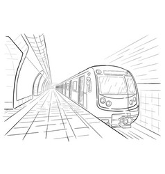 Hand drawn sketch saint petersburg subway station Vector Image