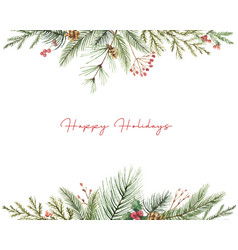 Watercolor christmas frame with fir Royalty Free Vector