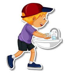 A sticker template hands with water sink Vector Image