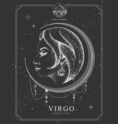 Witchcraft card with astrology virgo zodiac sign Vector Image