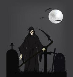 Grim reaper on cemetery Royalty Free Vector Image