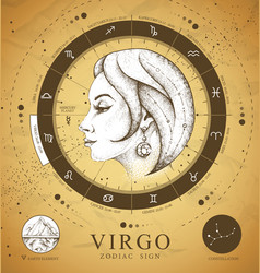 Witchcraft card with astrology virgo zodiac sign Vector Image