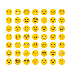 Cute flat style emoji emoticon icon set Royalty Free Vector