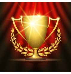 Golden trophy cup winner emblem Royalty Free Vector Image