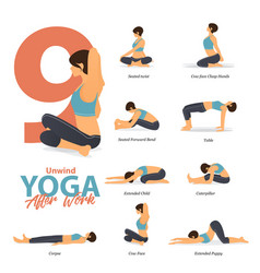 Yoga poses for moon salutation Royalty Free Vector Image