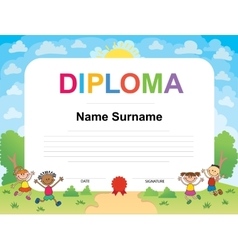 Kids Diploma certificate background design Vector Image