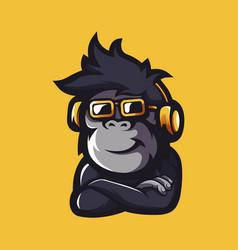 Funny music monkey set hand drawn Royalty Free Vector Image