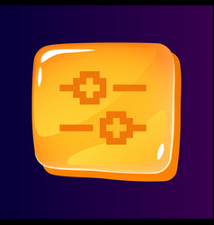 Warning glossy ui button with pixelated icon Vector Image
