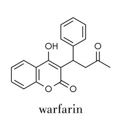 Warfarin anticoagulant drug molecule used Vector Image