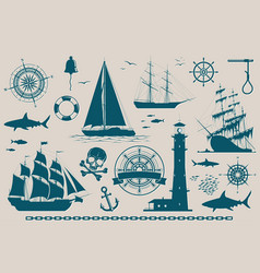 Nautical design elements Royalty Free Vector Image