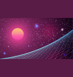 Synthwave sunset background 80s sun backdrop Vector Image