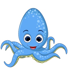 Cute blue octopus cartoon smiling Royalty Free Vector Image