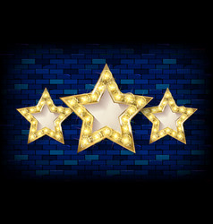 three golden stars against a brick wall vector image