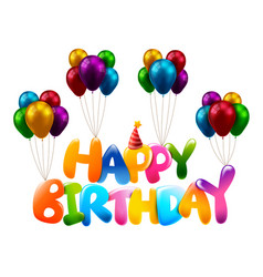 3d Colorful Happy Birthday Calligraphy 0001 Vector Image