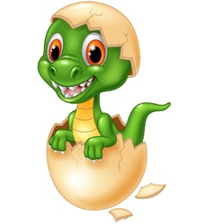 Cartoon baby dinosaur hatching Royalty Free Vector Image