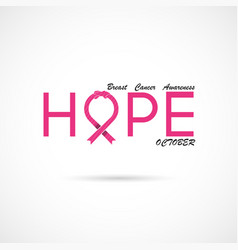 Hope typographicalhope word iconbreast cancer Vector Image