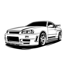 Draw of a flat sport car with black lines Vector Image