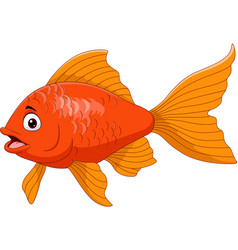 Cute golden fish cartoon Royalty Free Vector Image