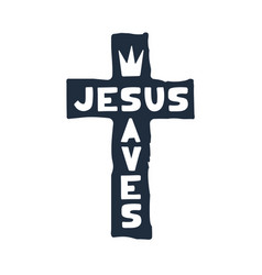 Jesus Saves Religious Lettering Brush Art Design Vector Image