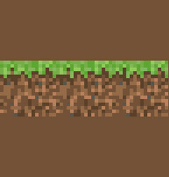 Pixel minecraft style land background concept Vector Image