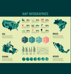 Infographics elements set with collection maps Vector Image