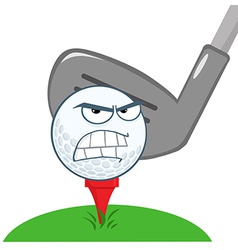 Happy Golf Ball Cartoon Character Over Tee Vector Image