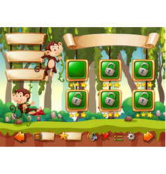 Monkey game jungle template Royalty Free Vector Image