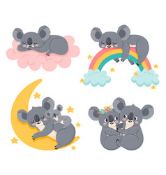 Cute cartoon koala with flower Royalty Free Vector Image