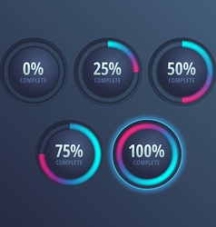 Shiny Progress Indicator Set On A Dark Background Vector Image