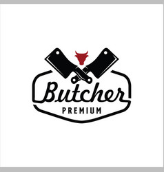 Butcher shop logo and label Royalty Free Vector Image