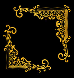 Gold vintage design elements corners and borders Vector Image