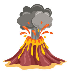 Volcano eruption and lava drawing Royalty Free Vector Image